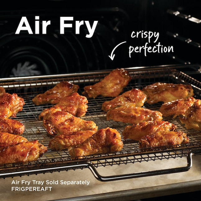 Frigidaire Gallery 30-in Glass Top 5 burners 6.2-cu ft Air Fry Convection Oven Slide-In Electric Range Fingerprint Resistant Stainless Steel ) Item #5301140 | Model #GCFE3060BF