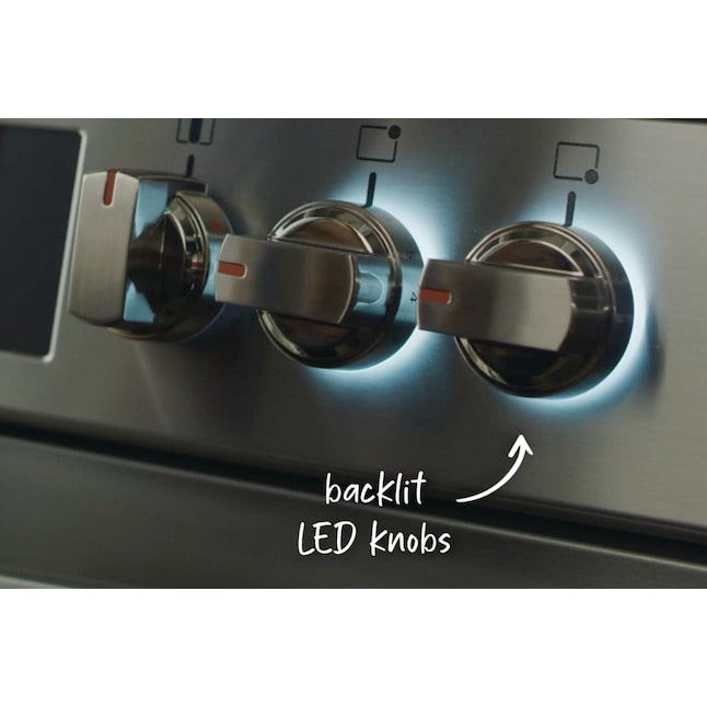 Frigidaire Gallery 30-in Glass Top 5 burners 6.2-cu ft Air Fry Convection Oven Slide-In Electric Range Fingerprint Resistant Stainless Steel ) Item #5301140 | Model #GCFE3060BF
