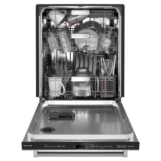 KitchenAid 360 MAX JETS 24-in Top Control Built-in Dishwasher With Third Rack ( Stainless Steel with PRINTSHIELD ) , 44-Decibel Very Quiet Sound Level Item #894541 | Model #KDTM804KPS