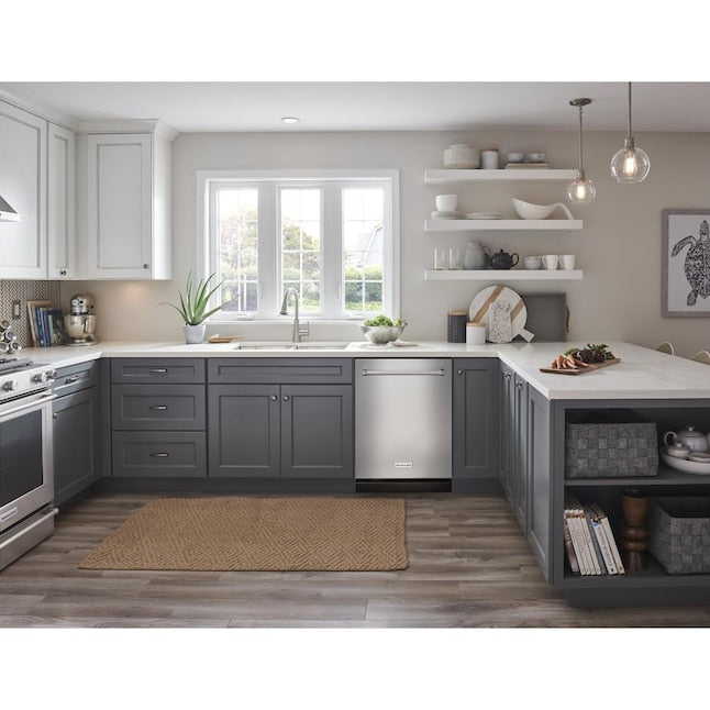 KitchenAid 360 MAX JETS 24-in Top Control Built-in Dishwasher With Third Rack ( Stainless Steel with PRINTSHIELD ) , 44-Decibel Very Quiet Sound Level Item #894541 | Model #KDTM804KPS