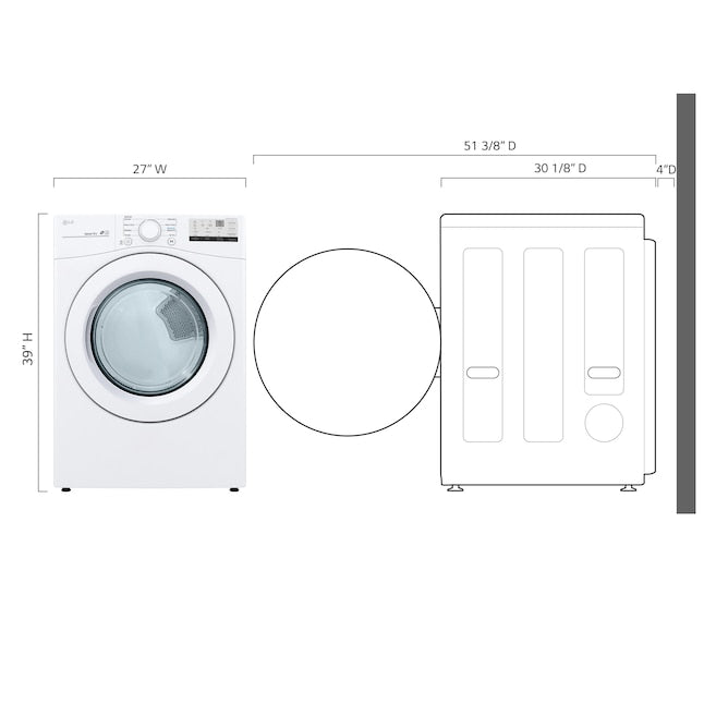 LG 7.4-cu ft Stackable Vented Electric Dryer ( White ) Energy Star Certified Item #1639523 | Model #DLE3400W