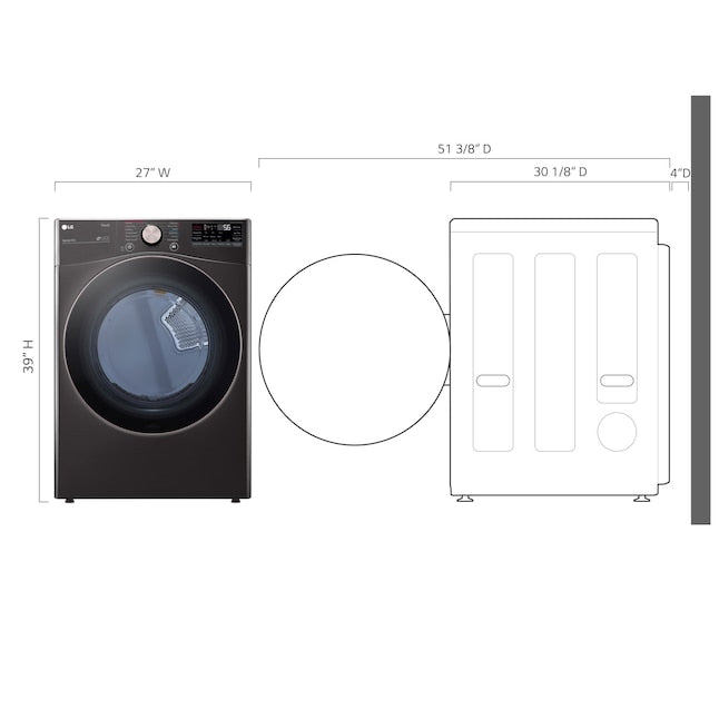LG True Steam 7.4-cu ft Stackable Steam Cycle Vented Electric Dryer ( Black Steel ) Energy Star Certified Item #2514200 | Model #DLEX4000B