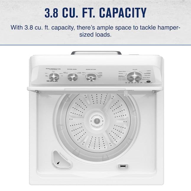 Maytag 3.8-cu ft High Efficiency Agitator Top-Load Washer ( White ) Item #6627692 | Model #MVW4005SW