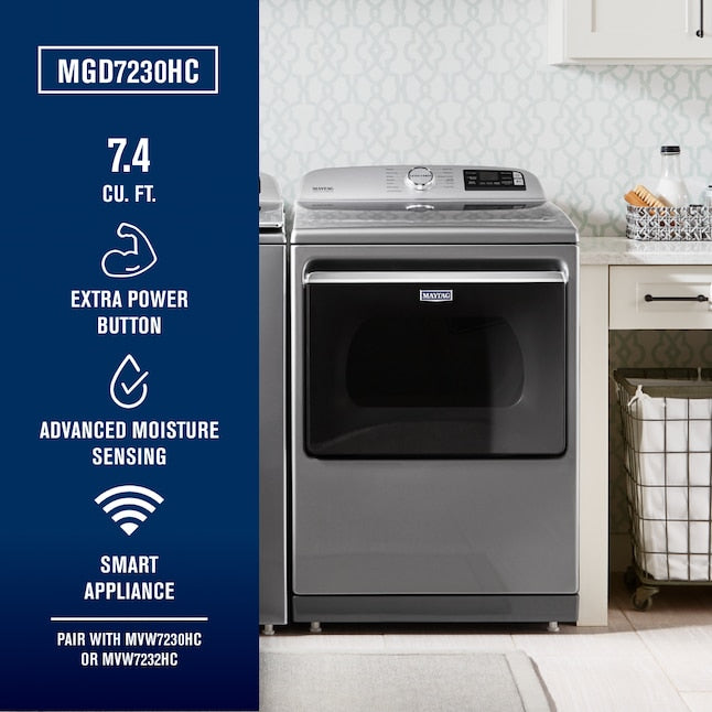 Maytag Smart Capable 7.4-cu ft Steam Cycle Vented Smart Compatible Gas Dryer ( Metallic Slate ) Energy Star Certified Item #1171048 | Model #MGD7230HC