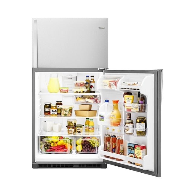 Whirlpool 20.5-cu ft Top-Freezer Refrigerator ( Fingerprint Resistant Stainless Steel ) Item #2592455 | Model #WRT311FZDZ