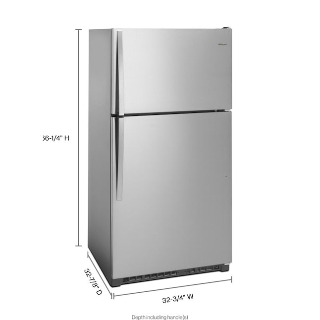 Whirlpool 20.5-cu ft Top-Freezer Refrigerator ( Fingerprint Resistant Stainless Steel ) Item #2592455 | Model #WRT311FZDZ