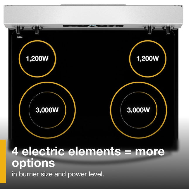 Whirlpool Flexible Cooktop 30-in Glass Top 4 burners 5.3-cu ft Freestanding Electric Range ( White ) Item #5686231 | Model #WFES3030RW