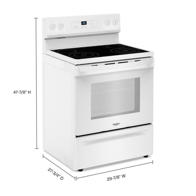 Whirlpool Flexible Cooktop 30-in Glass Top 4 burners 5.3-cu ft Freestanding Electric Range ( White ) Item #5686231 | Model #WFES3030RW