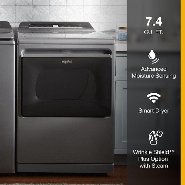 Whirlpool Smart Capable 7.4-cu ft Steam Cycle Vented Electric Dryer Model #WED8127LC