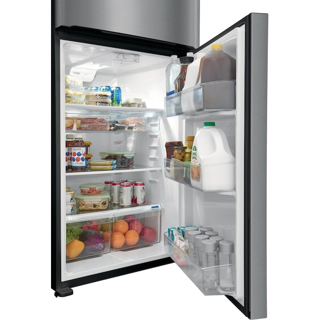 Frigidaire 20-cu ft Top-Freezer Refrigerator ( Fingerprint Resistant Stainless Steel ) Garage Ready Item #1647308 | Model #LFTR2045VF