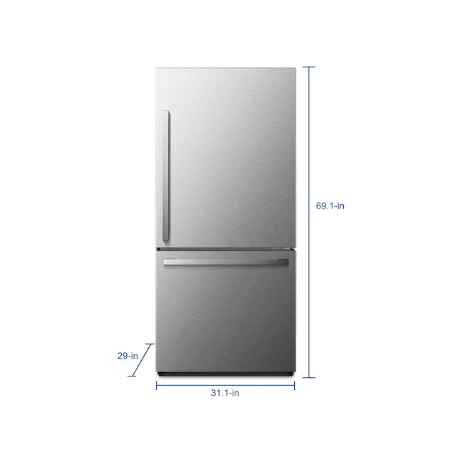 Hisense 17.2-cu ft Counter-Depth Bottom-Freezer Refrigerator Fingerprint Resistant Stainless Steel ) ENERGY STAR Certified Item #3159040 | Model #HRB171N6ASE