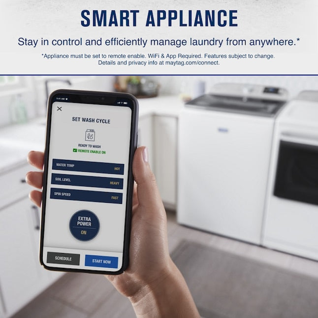 Maytag Smart Capable 5.2-cu ft High Efficiency Agitator Smart Compatible Top-Load Washer ( White ) ENERGY STAR Item #1634765 | Model #MVW7230HW