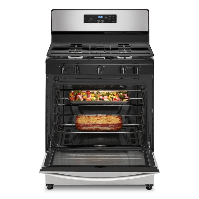 Whirlpool 30-in 5 burners 5.1-cu ft Freestanding Natural Gas Range ( Stainless Steel ) Item #5213594 | Model #WFG505M0MS